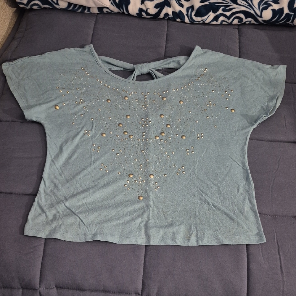 Charlotte Russe Light Blue Top with Pearl Details